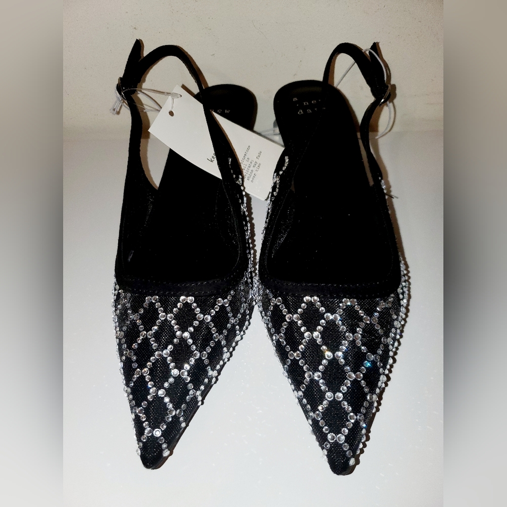 Women's Gigi Embellished Slingback Kitten Heels - A New Day™ Black 6 NWT - Picture 2 of 7